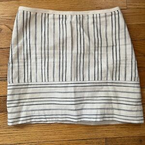 Madewell Gamine cotton linen blend cream pinstripe lined skirt size 2